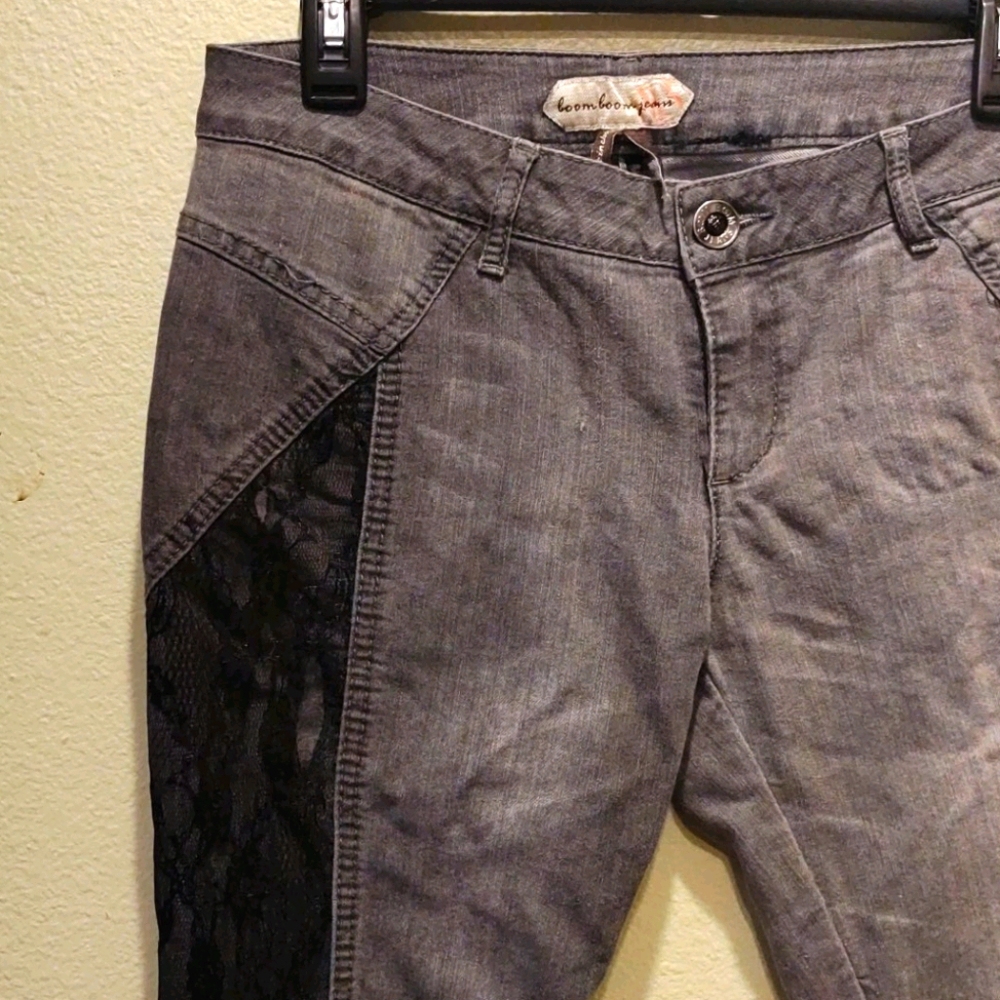 Grey Jeans with Black Lace